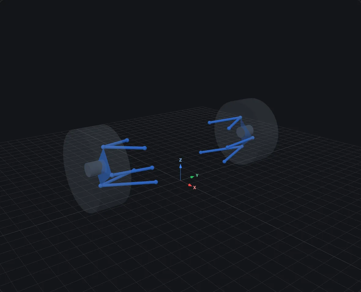 Double wishbone suspension, rendered in bellcrank's 3D viewer at design pose
